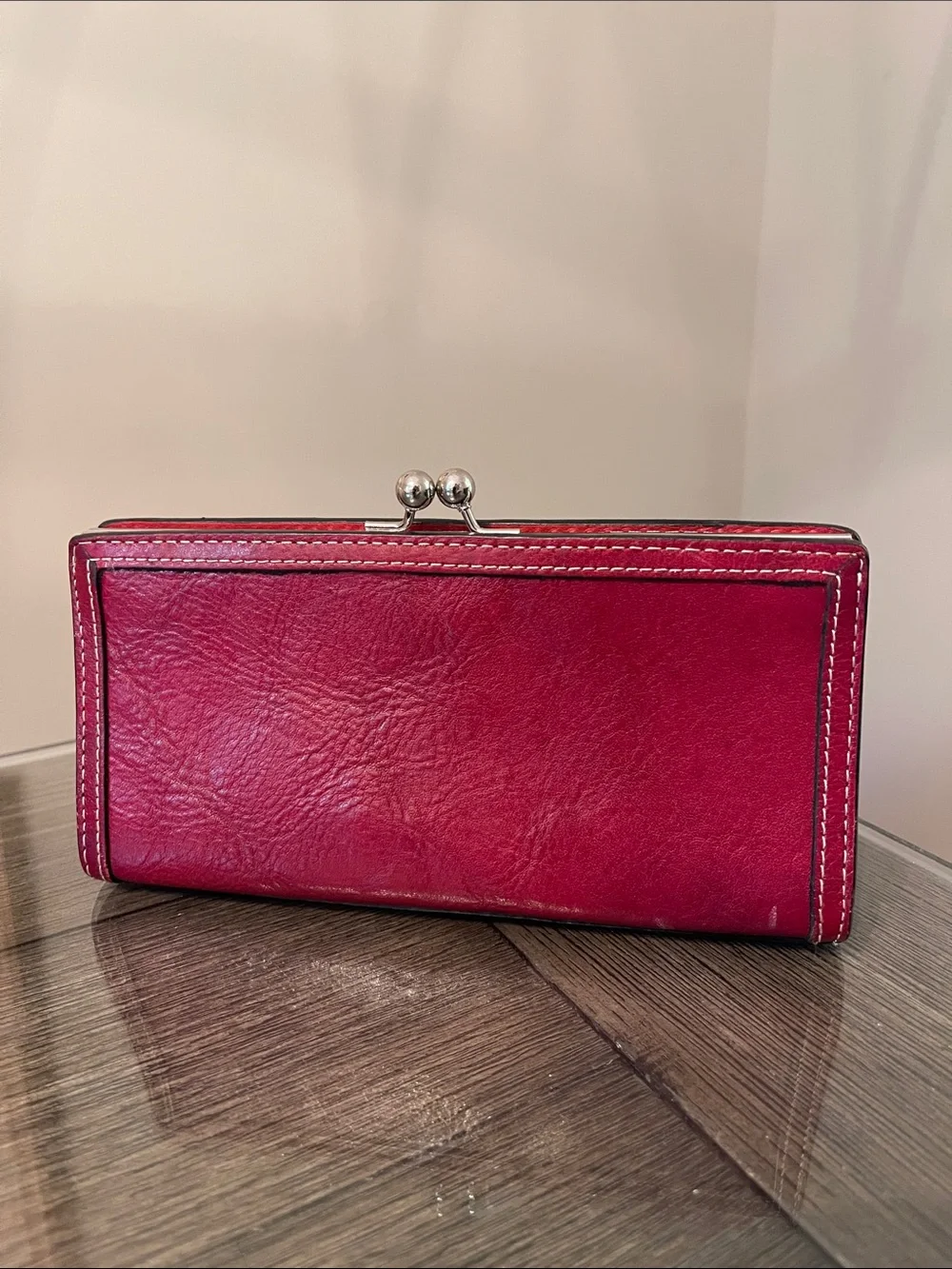 Pelle Studio - Wilson Leather Red Kiss Lock Clutch - Wristet - Wallet